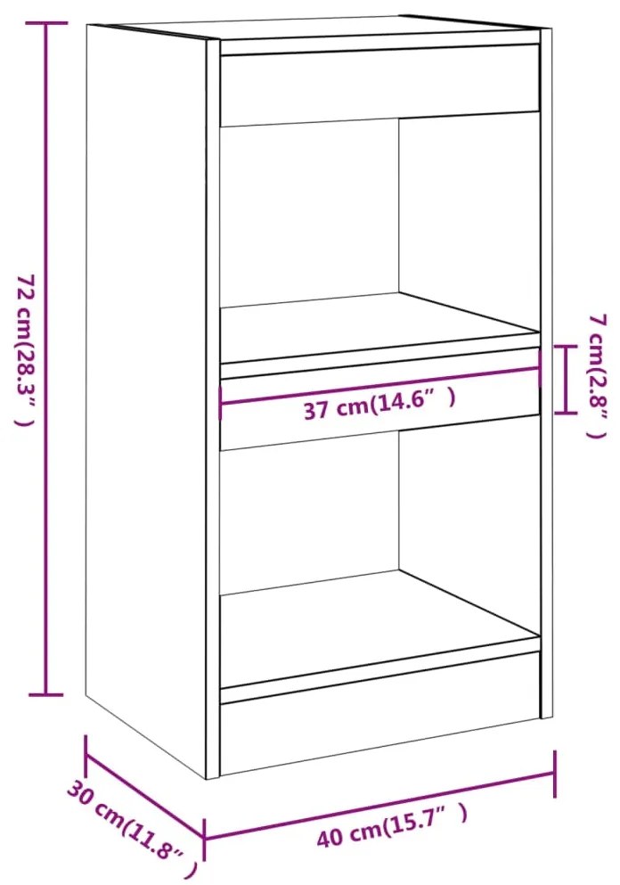 Libreria/Divisorio Rovere Fumo 40x30x72 cm