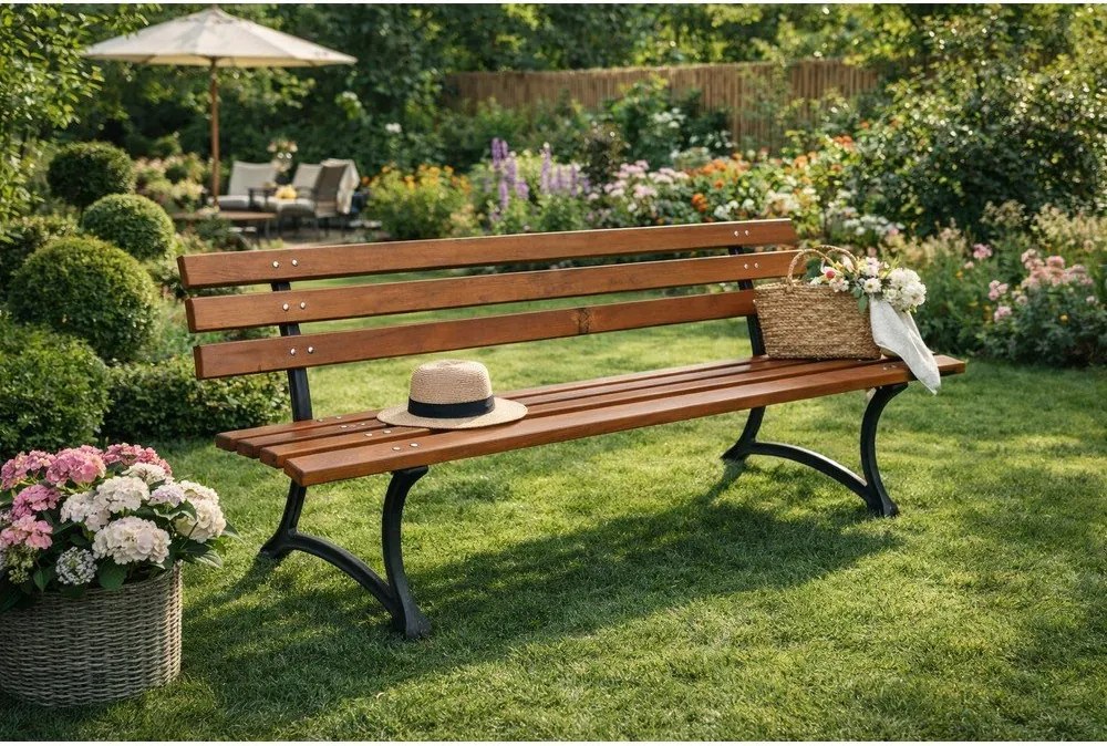 Panca da giardino di colore naturale in legno massiccio – Rojaplast