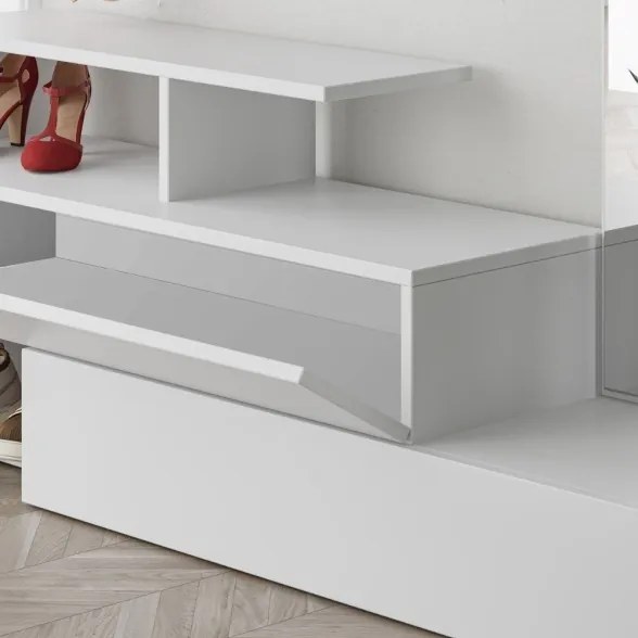 Mobile ingresso Ramda tortora antracite con scarpiera e specchio