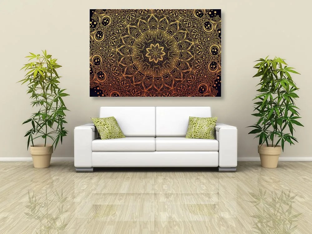 Quadro su tela – Mandala orientale dorata