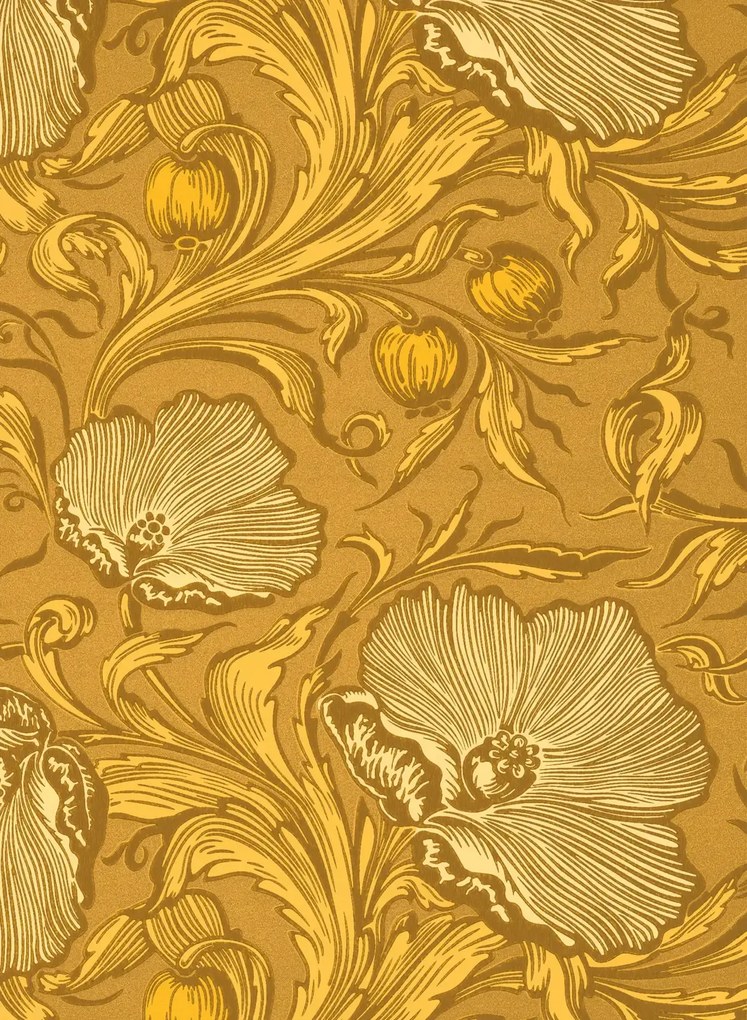 Little Greene Carta da parati Poppy Trail - Yellow Pink