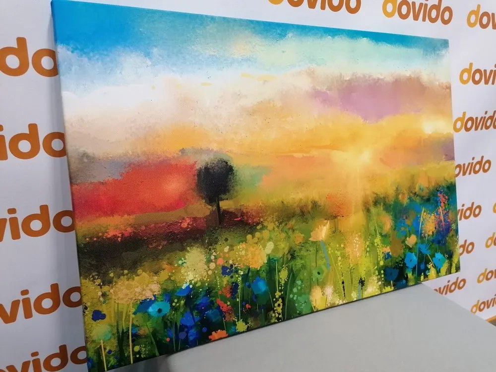 Quadro su tela – Pittura a olio di fiori di campo