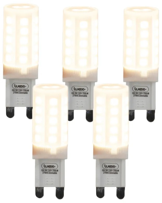 Set di 5 lampadine LED dimmerabili G9 3W 280lm 2700K