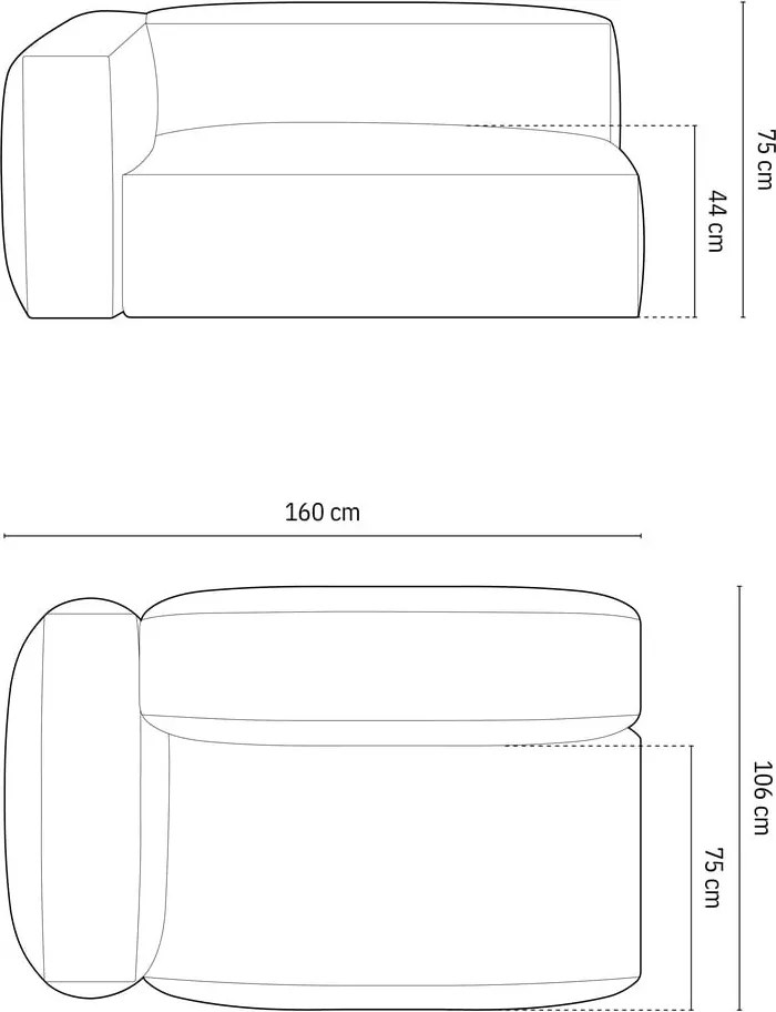 Parte divano componibile verde (con penisola a sinistra) con rivestimento in velluto Martina – Micadoni