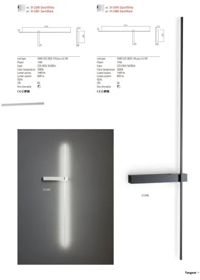 Redo 01-2479 - Applique LED TANGENT LED/14W/230V 3000K bianco
