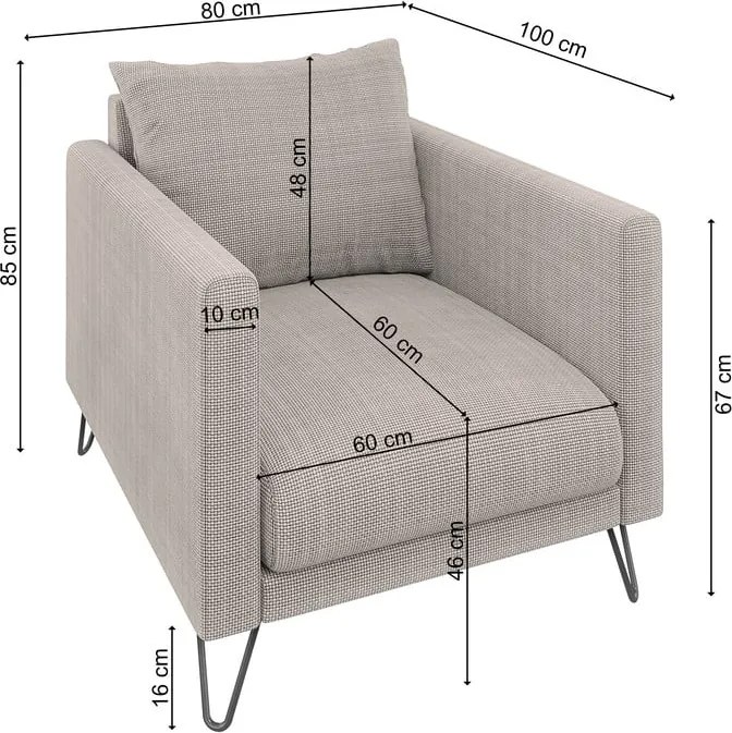 Poltrona marrone chiaro con rivestimento in ciniglia Freya – Ropez