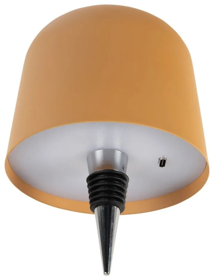 Lampada da tavolo LED a bottiglia giallo ocra con paralume in metallo (altezza totale 13 cm) Cone Hat LED – Leitmotiv