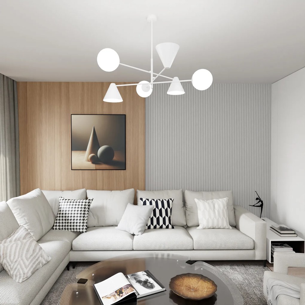 Plafoniera Moderna Industrial Njord 6 Luci Bianco