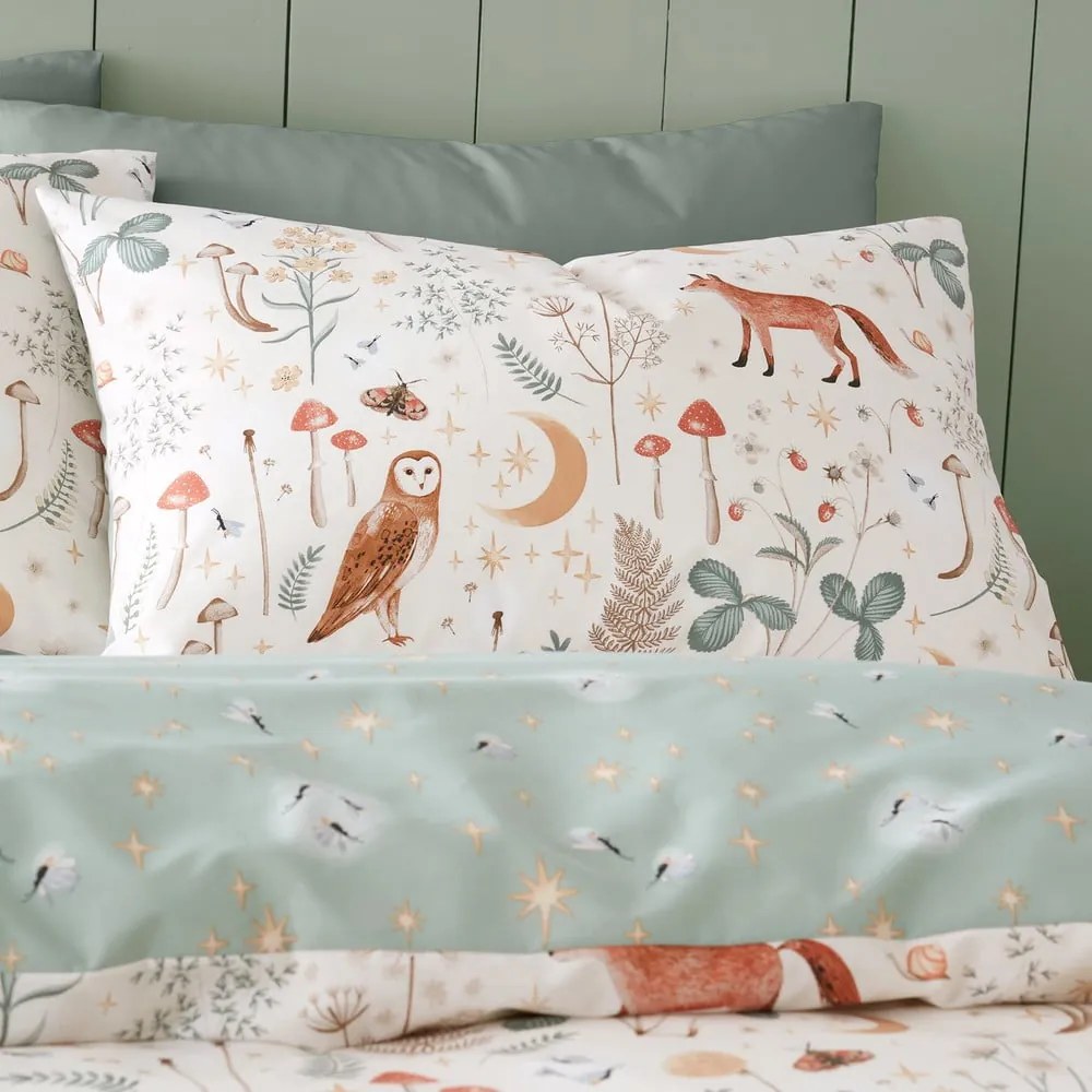 Biancheria da letto beige-verde per letto matrimoniale 200x200 cm Enchanted Twilight Animals - Catherine Lansfield