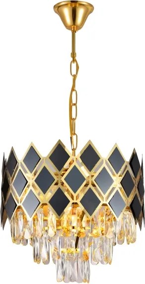 Brilagi - Lampadario a catena CRISTAL 5xE14/40W/230V Ø 38 cm oro/nero