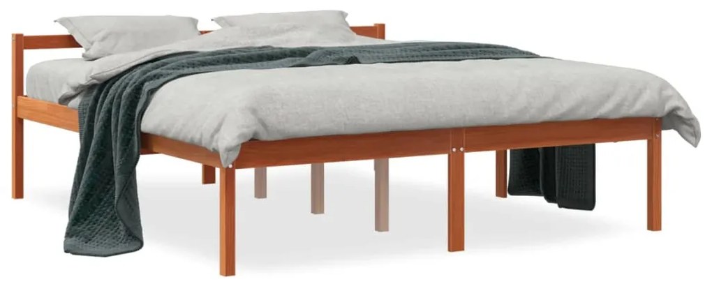 Letto Per Anziani Marrone Cera 150x200cm Legno Massello Di Pino /