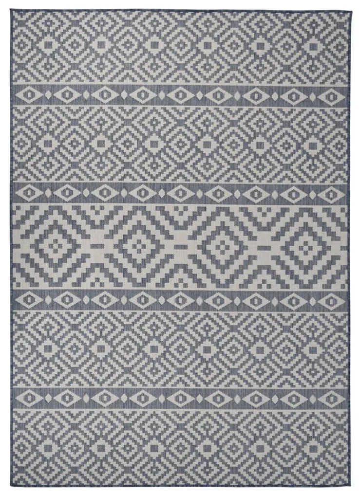 Tappeto Da Esterni A Tessitura Piatta 120x170 Cm Strisce Blu /
