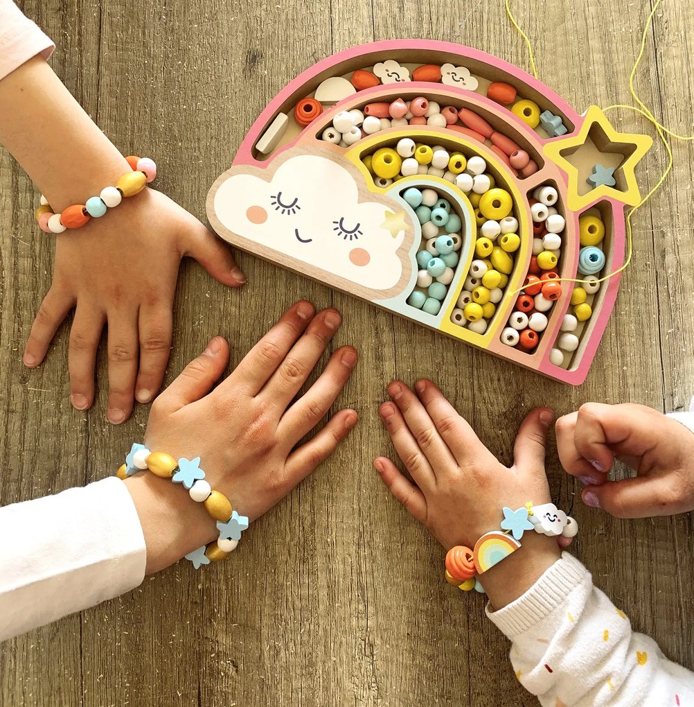 Perline di legno colori pastello – Arcobaleno, 180 pezzi