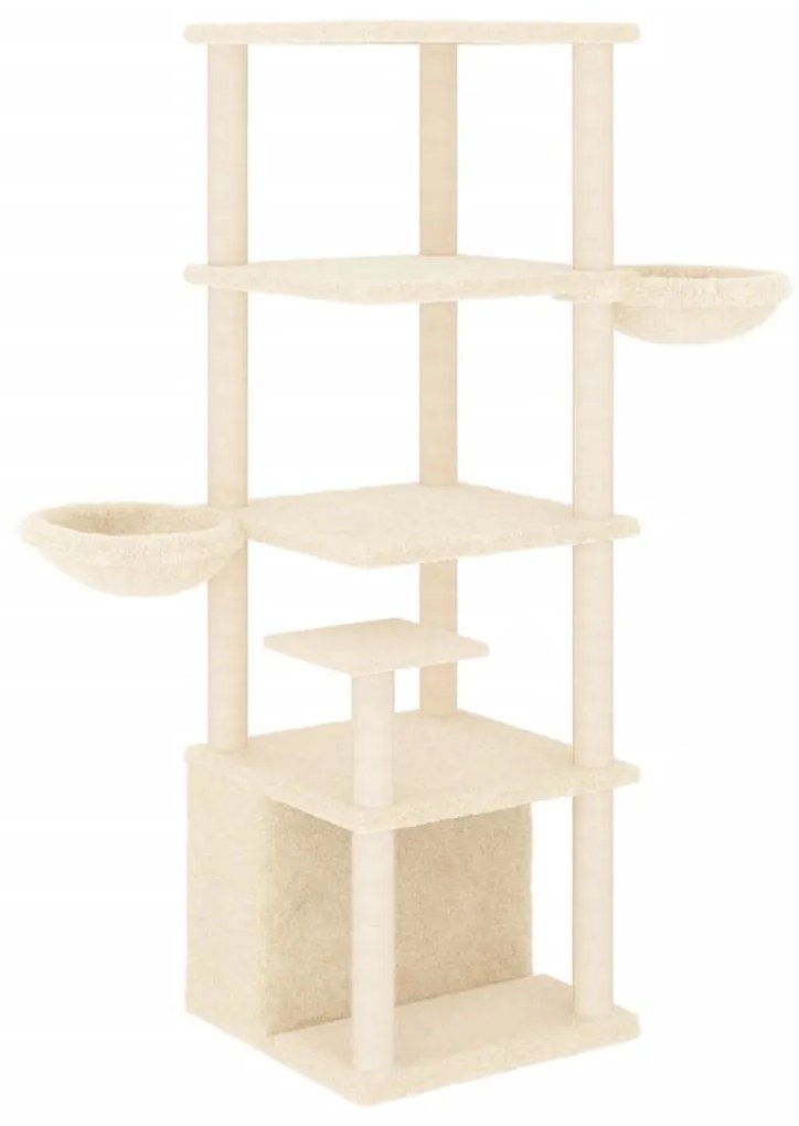 Albero per gatti con tiragraffi in sisal crema 147 cm