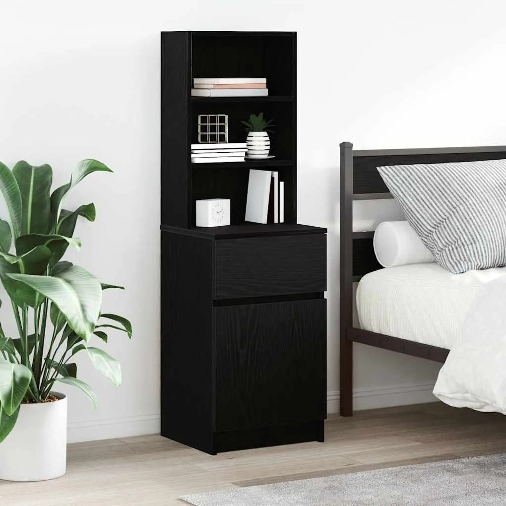 Comodino Nero 39x35x125 Cm İn Legno Multistrato /