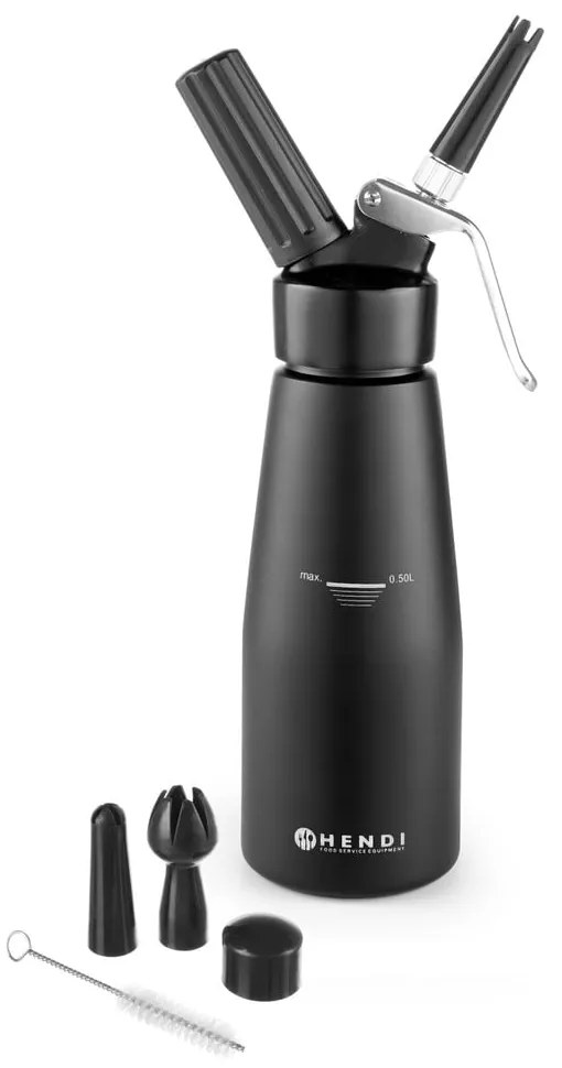 Bottiglia per panna montata in alluminio nero, 500 ml Kitchen Line - Hendi