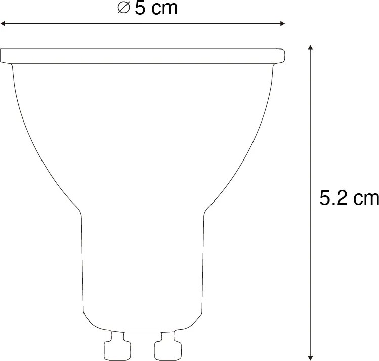 Set di 5 lampadine LED GU10 50mm dimmerabili - Temperatura colore regolabile 2200-3000K, 4.9W 400 lm