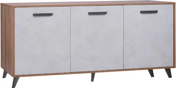 Madia in legno 160 cm a 3 ante Cemento Chiaro e struttura Noce Chiaro - LAELA