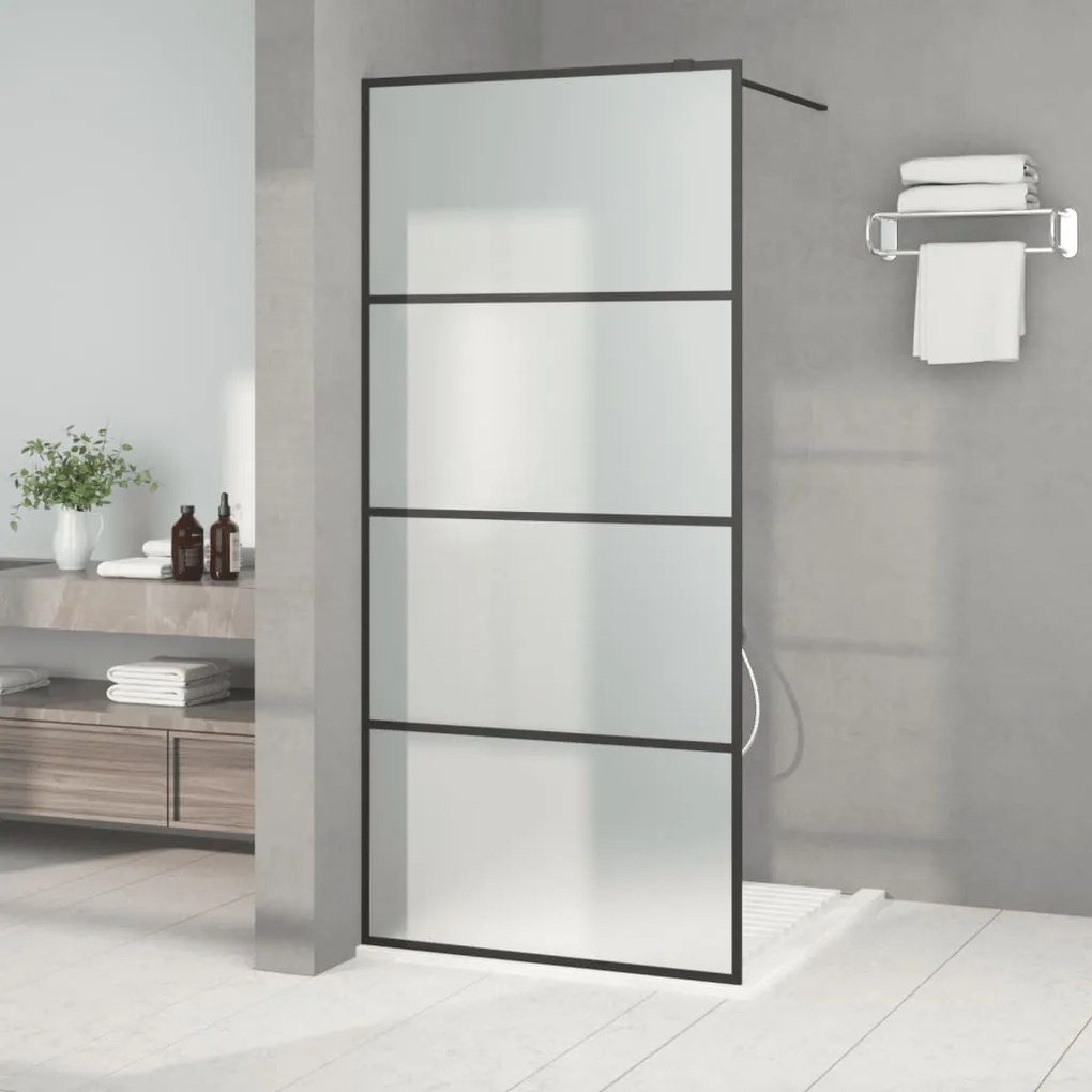 Parete Doccia Walk İn Nera 90x195 Cm Vetro Smerigliato Esg /