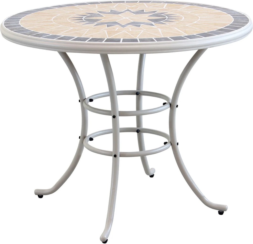 VENTUS - set tavolo in ferro Ø 90 x 74 h con 4 poltrone Ventus