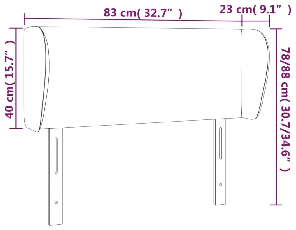 Testiera ad Orecchio Grigio Chiaro 83x23x78/88 cm in Tessuto