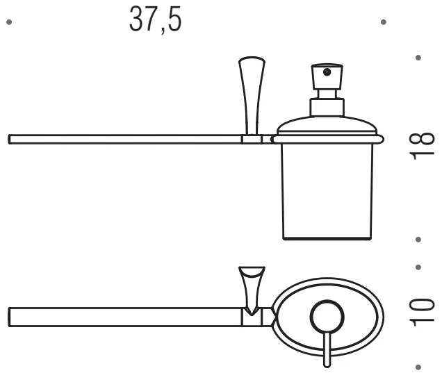 Colombo Land B2874S Portasciugamani bidet con Dispenser portasapone liquido sinistro in Vetro Acidato Naturale cromo