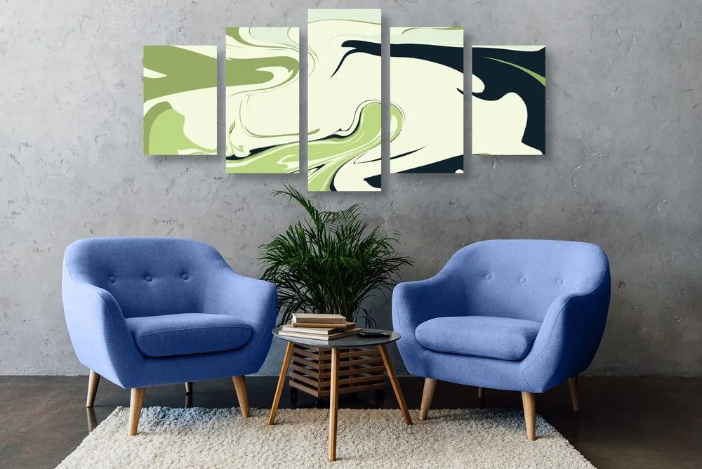 Quadri 5 pezzi – Motivo astratto verde