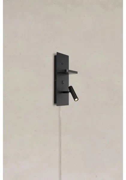 Markslöjd 109018 - Lampada da parete LED CARICA con mensola e porta USB 4W/230V, nero