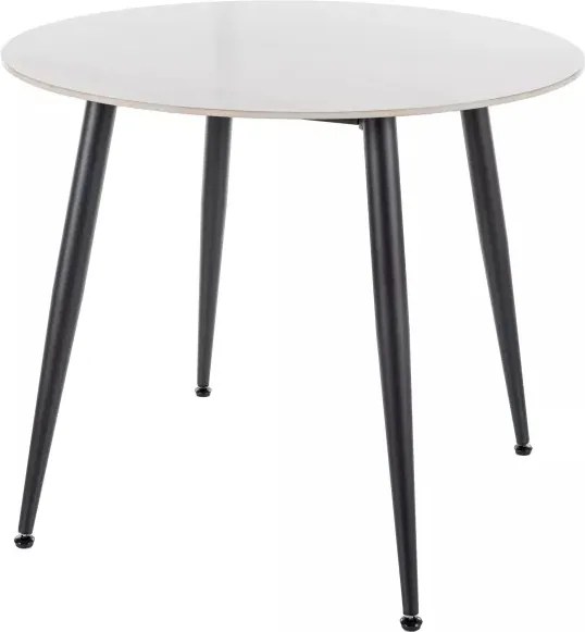 Tavolo Rion rotondo in ceramica bianca lucida e metallo nero – Ø90x76 cm