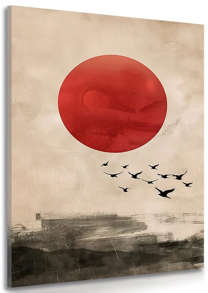 Quadro su tela – Japandi magia della luna rossa