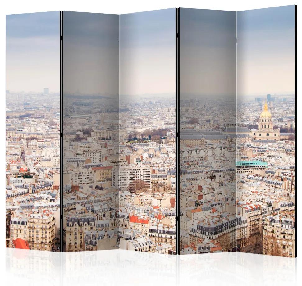 Paravento separè Vicoli parigini II (5-parti) - architettura parigina vista dall'alto