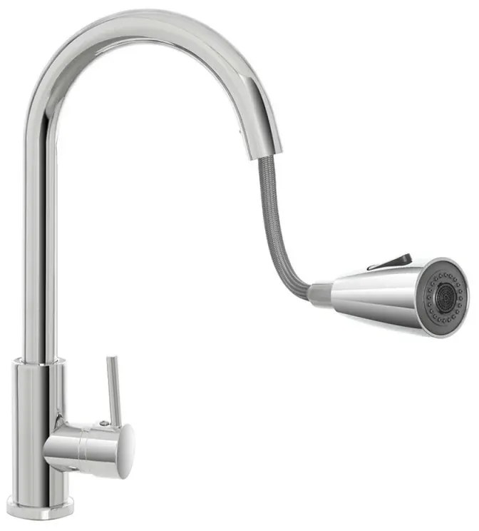 Miscelatore cucina cromato in acciaio inox con doccetta estraibile