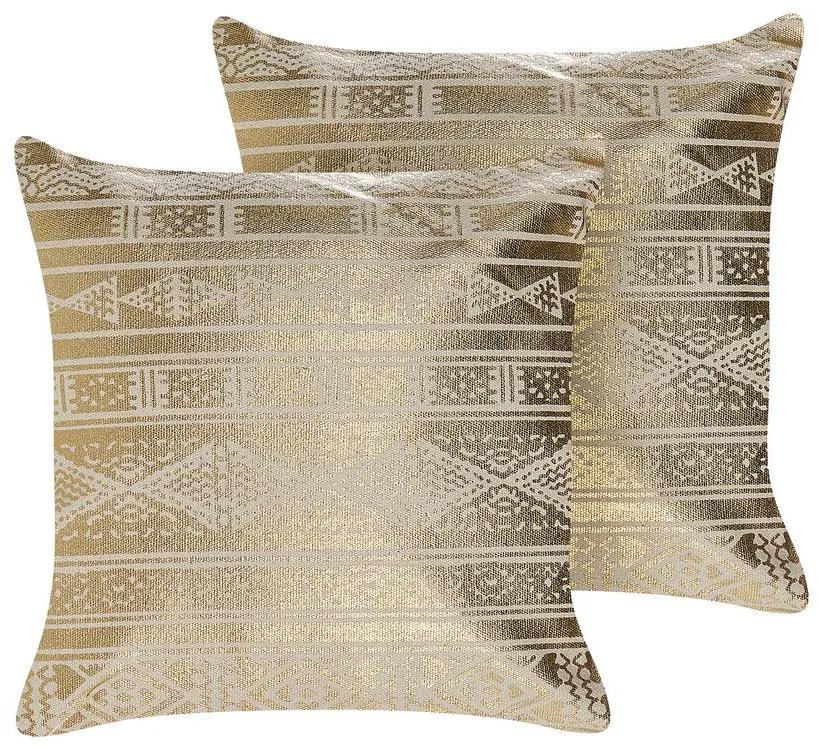 Set di 2 cuscini decorativi cotone oro 50 x 50 cm OUJDA Beliani