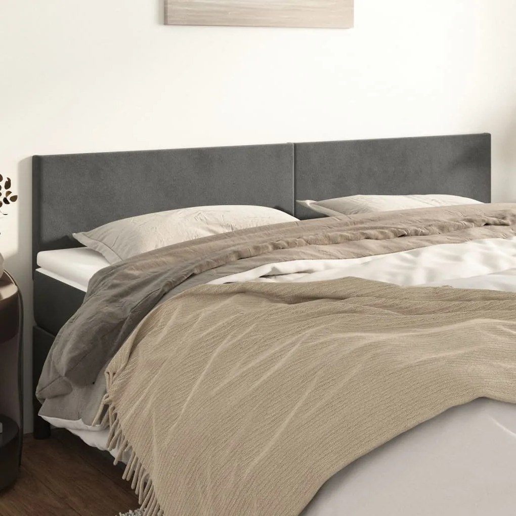Testiere 2 Pz Grigio Scuro 100x5x78/88 Cm İn Velluto /
