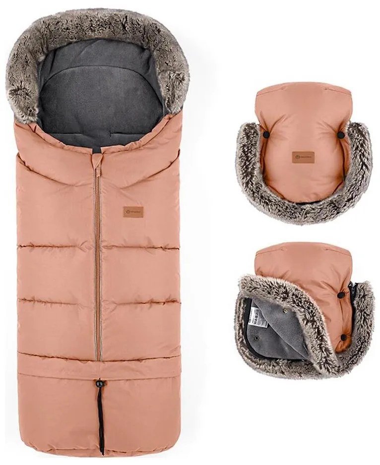 PETITE&amp;MARS - SET Coprigambe per bambini 4in1 ARCTIC + stroller mano muffs Pastel Peach