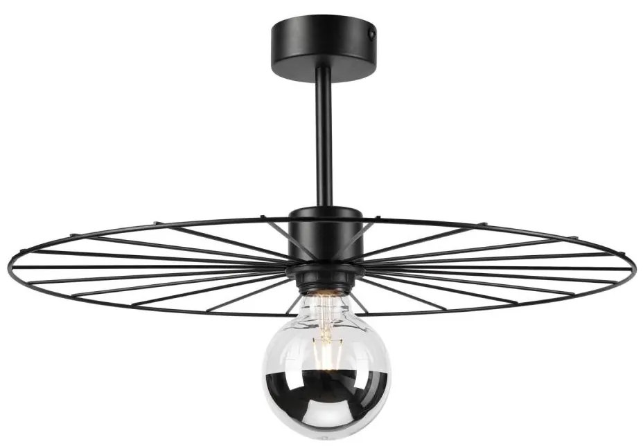 Lampadario a sospensione con supporto rigido MONTANA 1xE27/15W/230V diametro 45 cm nero