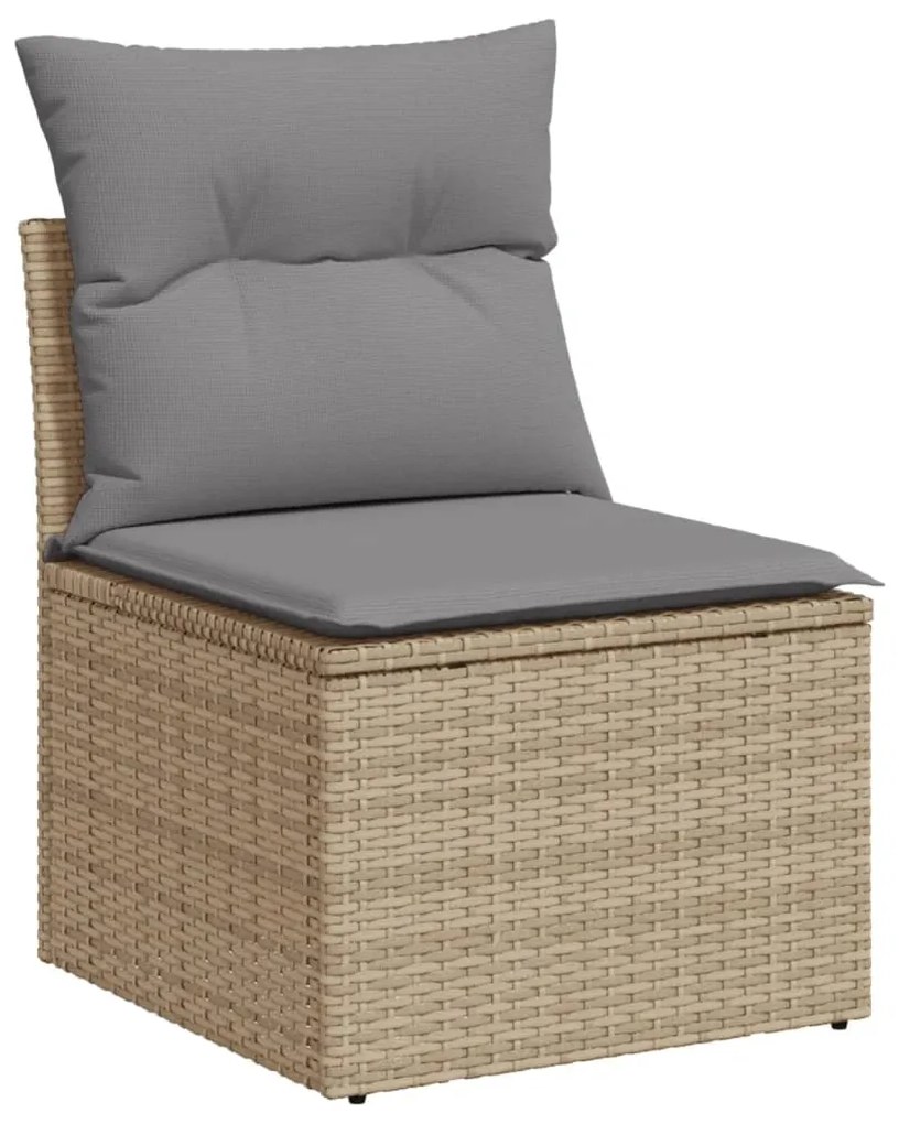 Set divani da giardino 14pz con cuscini in polyrattan beige