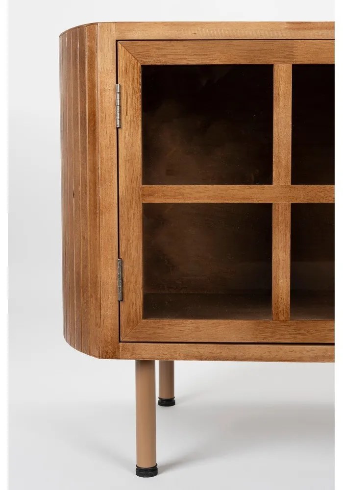 Mobile TV di colore naturale in legno di cauciù massiccio 150x55x38 cm Yaz – White Label