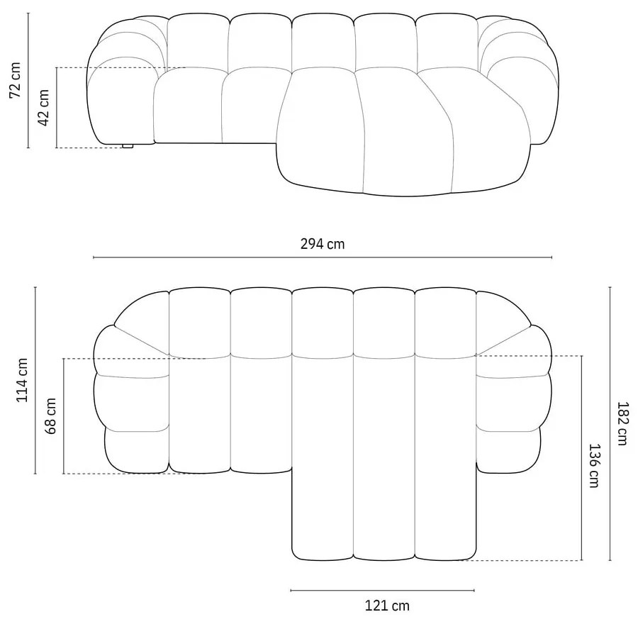 Divano angolare in grigio chiaro (con penisola a destra) Diana – Micadoni