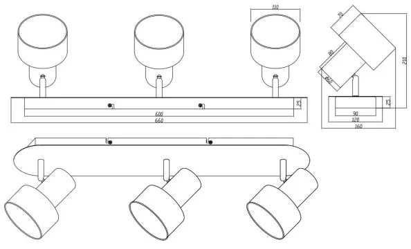 Trio - Faretto WAILER 3xGU10/5W/230V cromo opaco