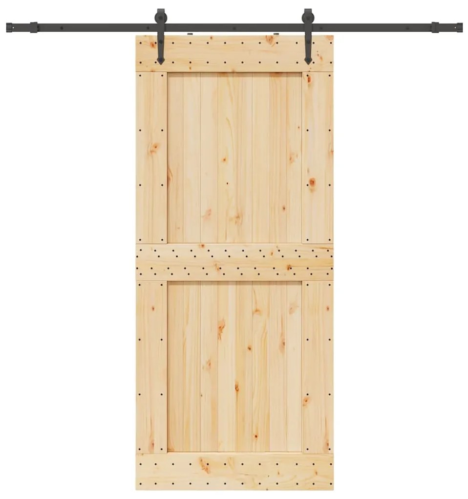 Porta Scorrevole Con Set Hardware 100x210cm Legno Massello Pino /