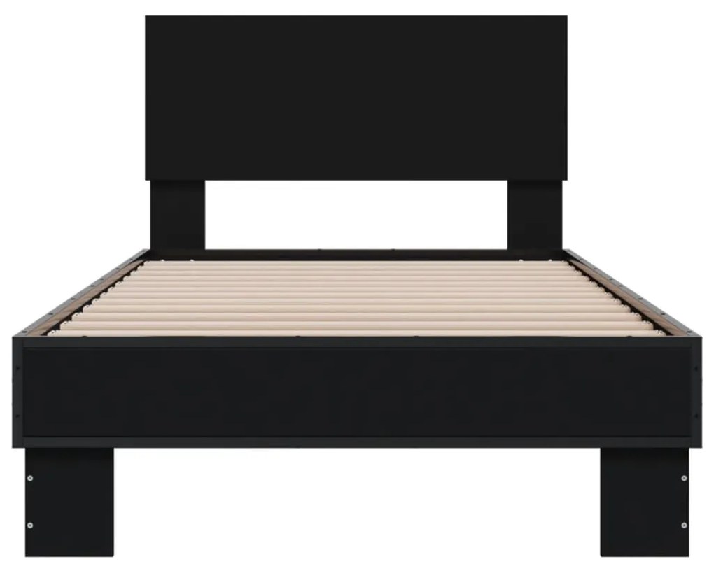Giroletto nero 90x200 cm in legno multistrato e metallo