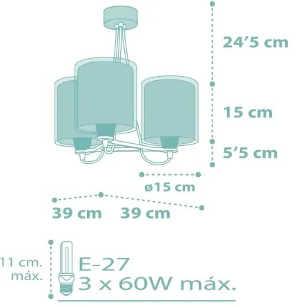 Dalber 41007H - Lampadario per bambini DOTS 3xE27/60W/230V