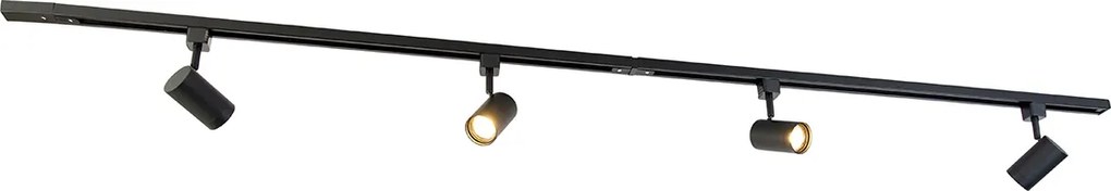 Sistema a binario intelligente monofase con 4 faretti WiFi GU10 neri - Jeana