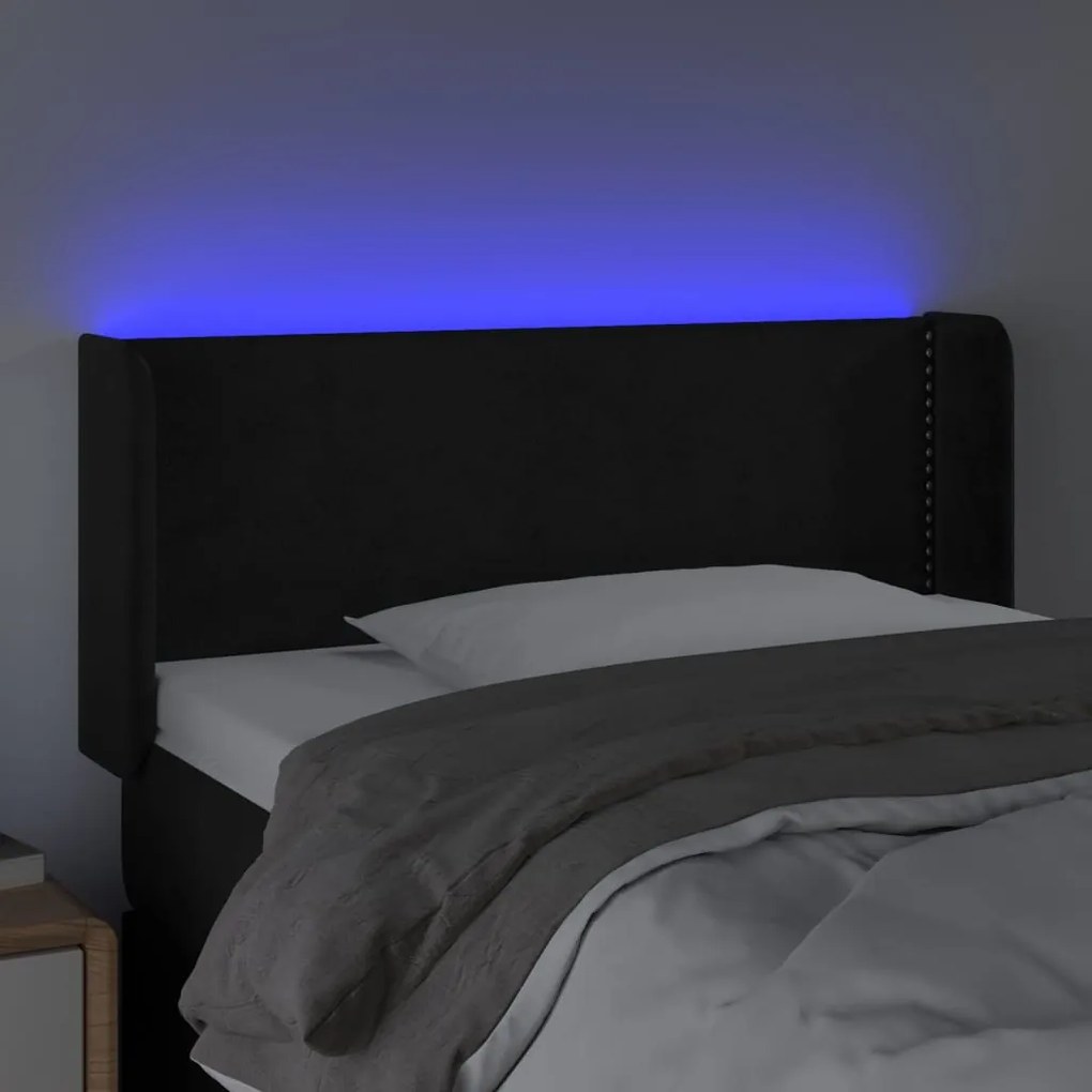 Testiera a led nera 83x16x78/88 cm in velluto