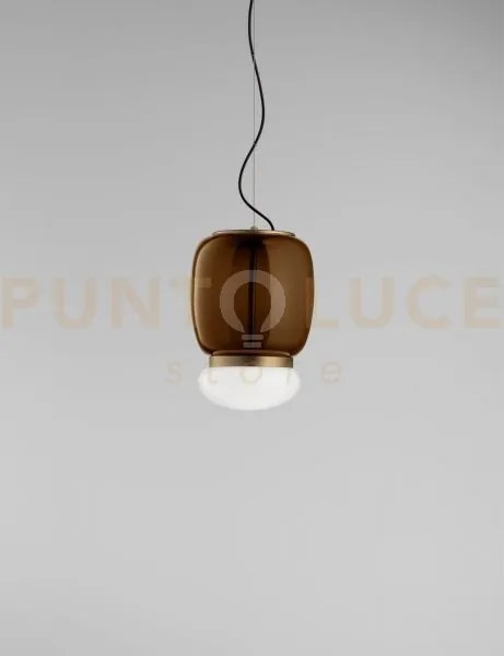 Faro sospensione s terra bruciata bianco montatura ottone verniciat...