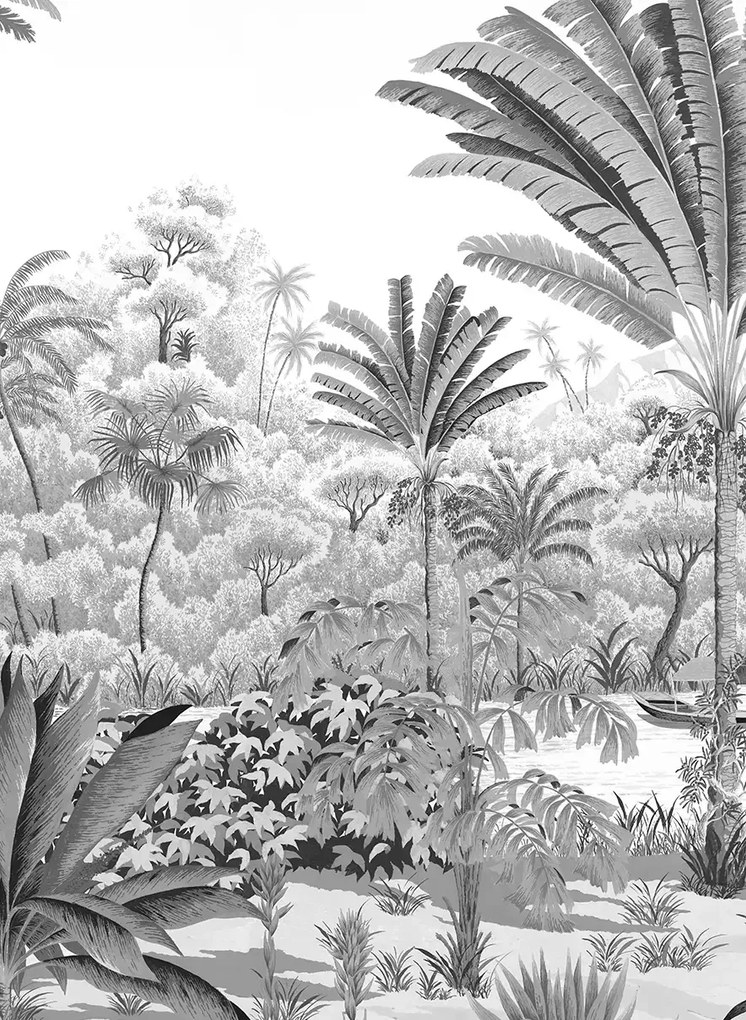 Isidore Leroy Carta da parati panoramica Riviere des Parfums Gris gravure - D 10/11/12