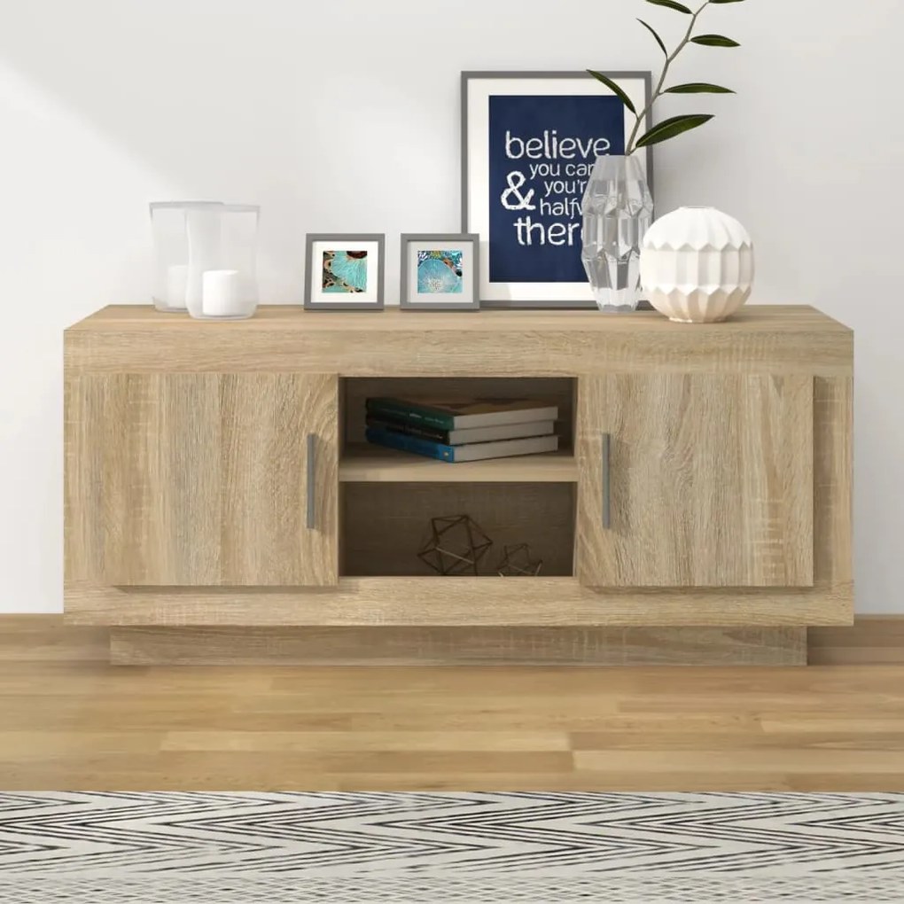 Mobile Porta Tv Rovere Sonoma 102x35x45 Cm İn Legno Multistrato /