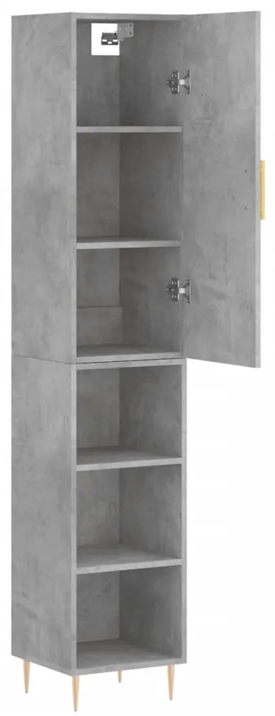 Credenza grigio cemento 34,5x34x180 cm in legno multistrato