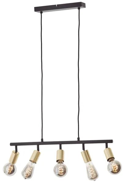 Brilliant - Lampadario a sospensione su cavo TIFFANY 5xE27/28W/230V nero/ottone